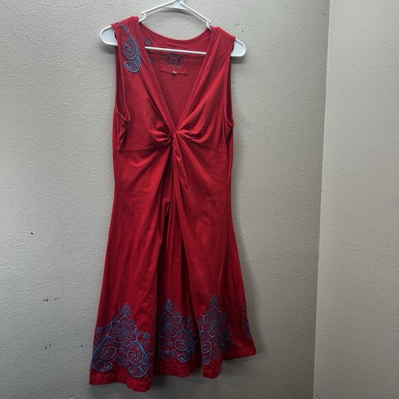Johnny Was Dress Sz M Embroidered Boho Ruched Knot Babydoll Fairy MIDI Y2K Style - Picture 1 of 10